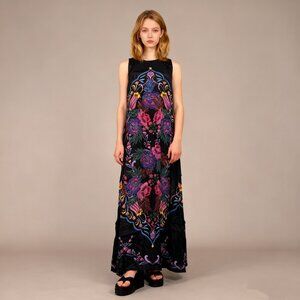 $445 NWT JOHNNY WAS Jade Tatianna Silk Blend Floral Maxi Slip Dress Sz XS